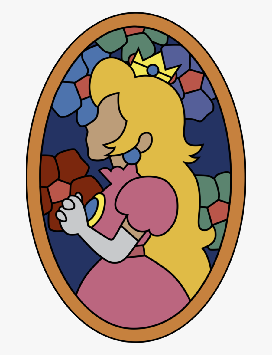 Clip Art Library Download Peaches Drawing Super Mario - Princess Peach Stained Glass Window, Transparent Clipart