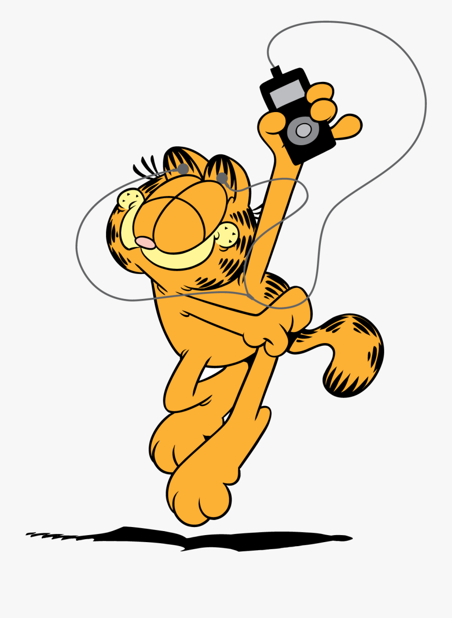 Garfield Listening To Audio - Dancing Garfield, Transparent Clipart