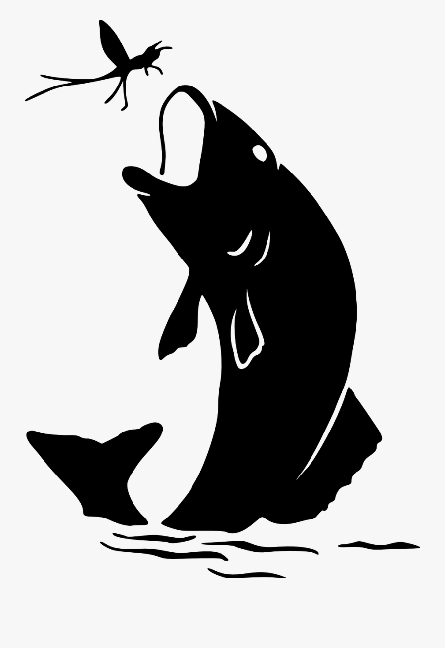 Fishing Silhouette Clip Art - Fish Jumping Out Of Water Silhouette