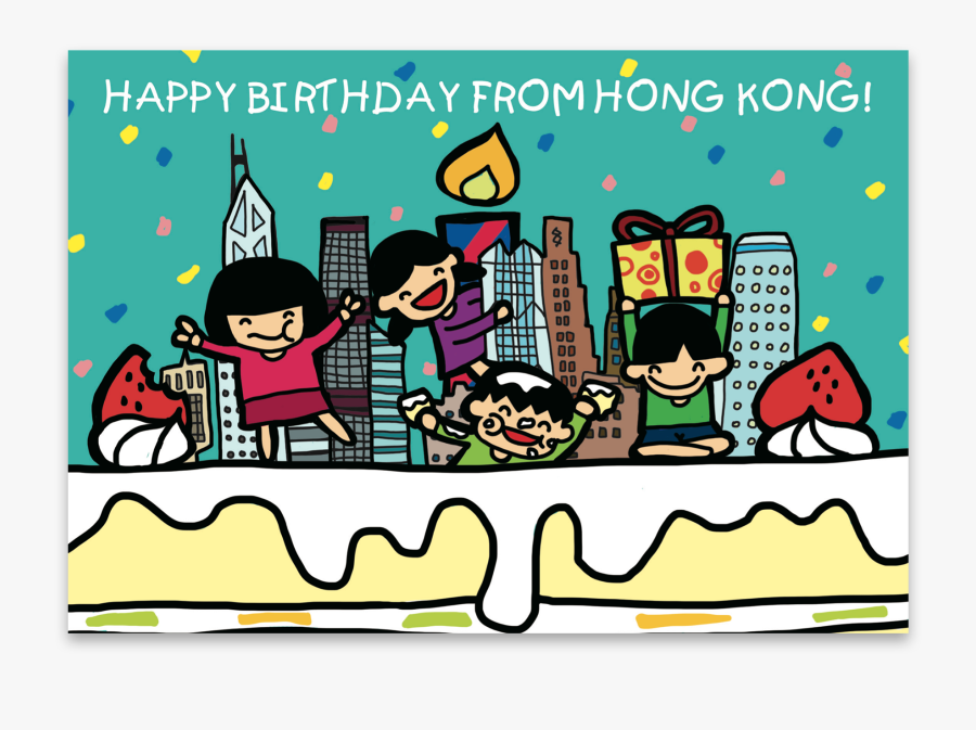 Happy Birthday From Hong Kong Skyline Cake - Cartoon, Transparent Clipart