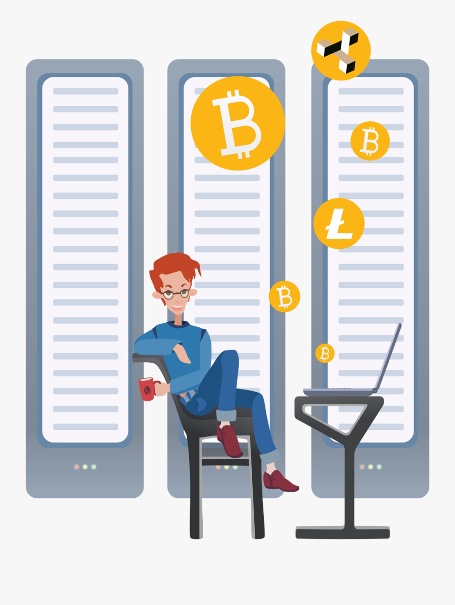 Bitcoin Server Room Illustration, Transparent Clipart