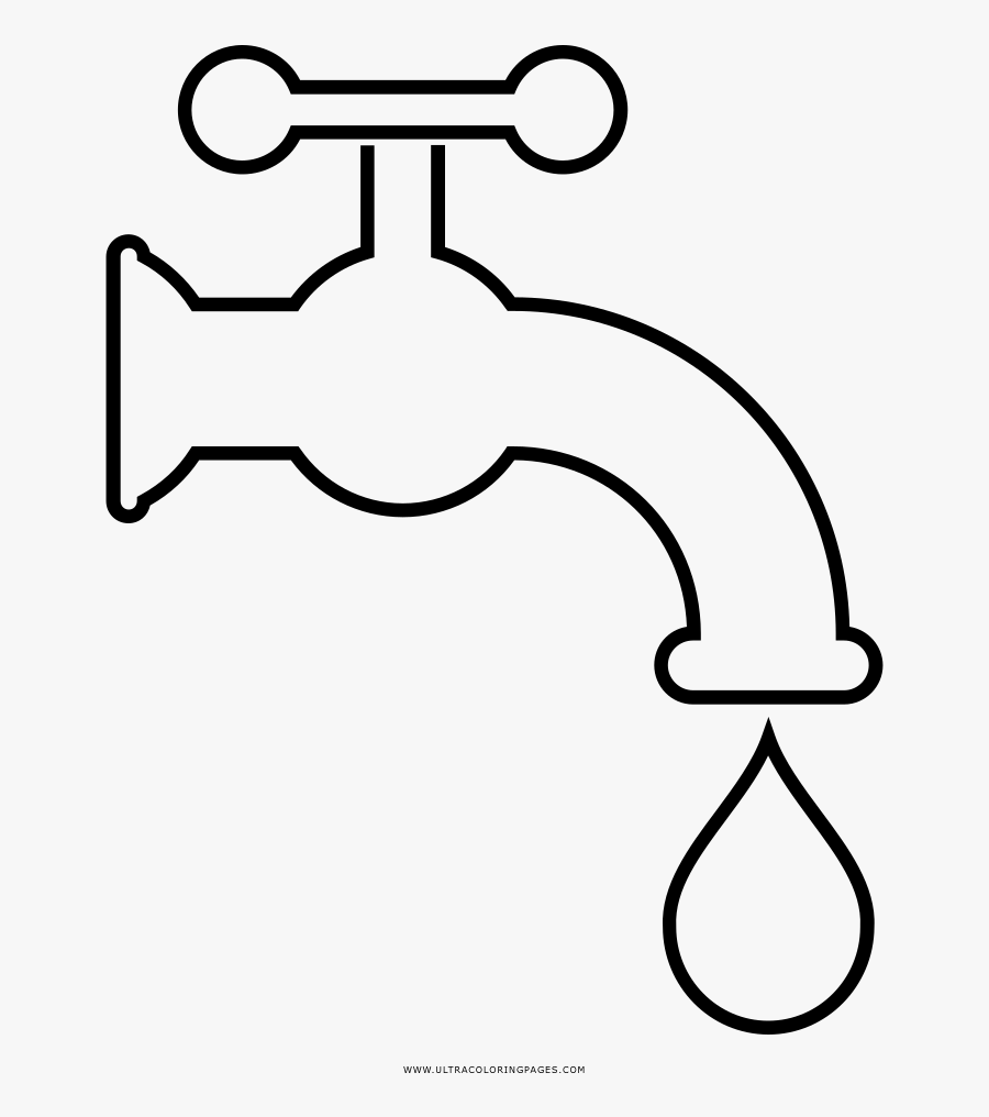 Water Tap Coloring Page - Outline Of Tap, Transparent Clipart