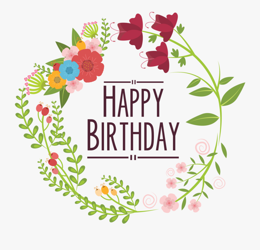 Floral Design Clip Art - Happy Birthday Letters Design Transparant, Transparent Clipart