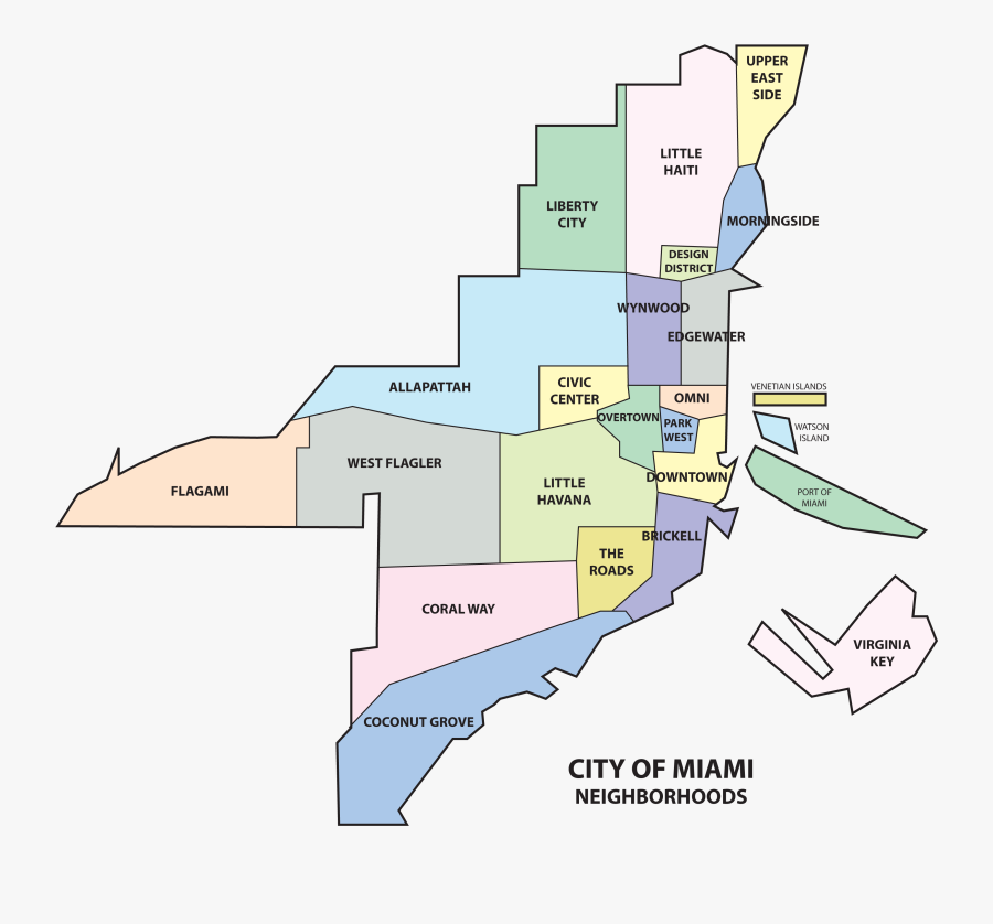 City Png Transparent Images - Miami Map With Neighborhoods, Transparent Clipart