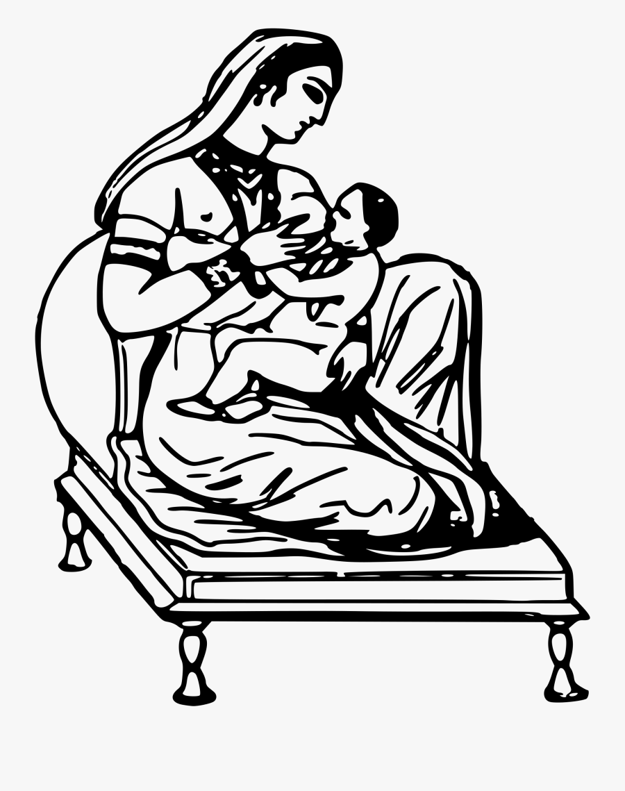 Art,monochrome Photography,artwork - Indian Mother Breastfeeding Clipart, Transparent Clipart