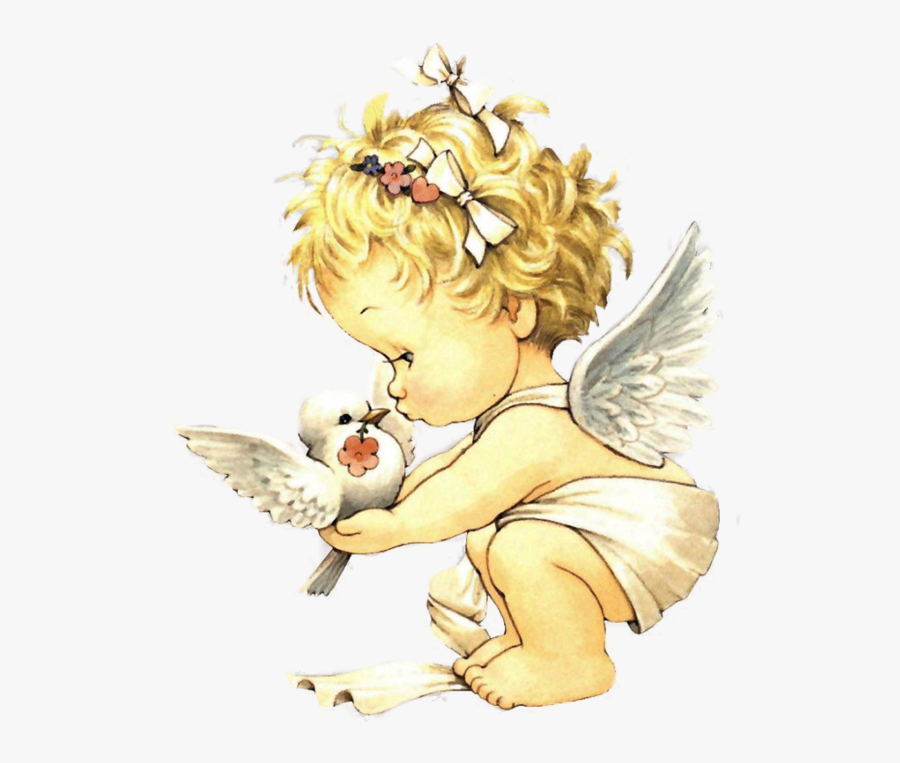 Precious Moments Baby Angel And Dove Of Peace - Baby Angel With Dove, Transparent Clipart