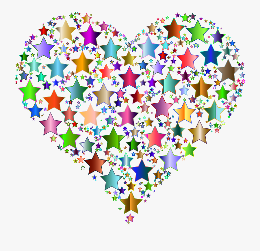 Heart,petal,line - Colorful Heart And Star, Transparent Clipart