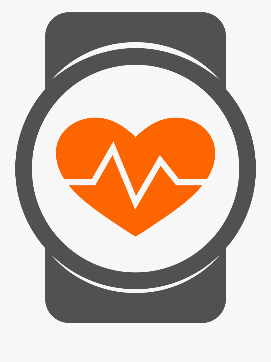 Fitness Tracker With Heart And Heart Line - Fitness Tracker Icon Orange, Transparent Clipart