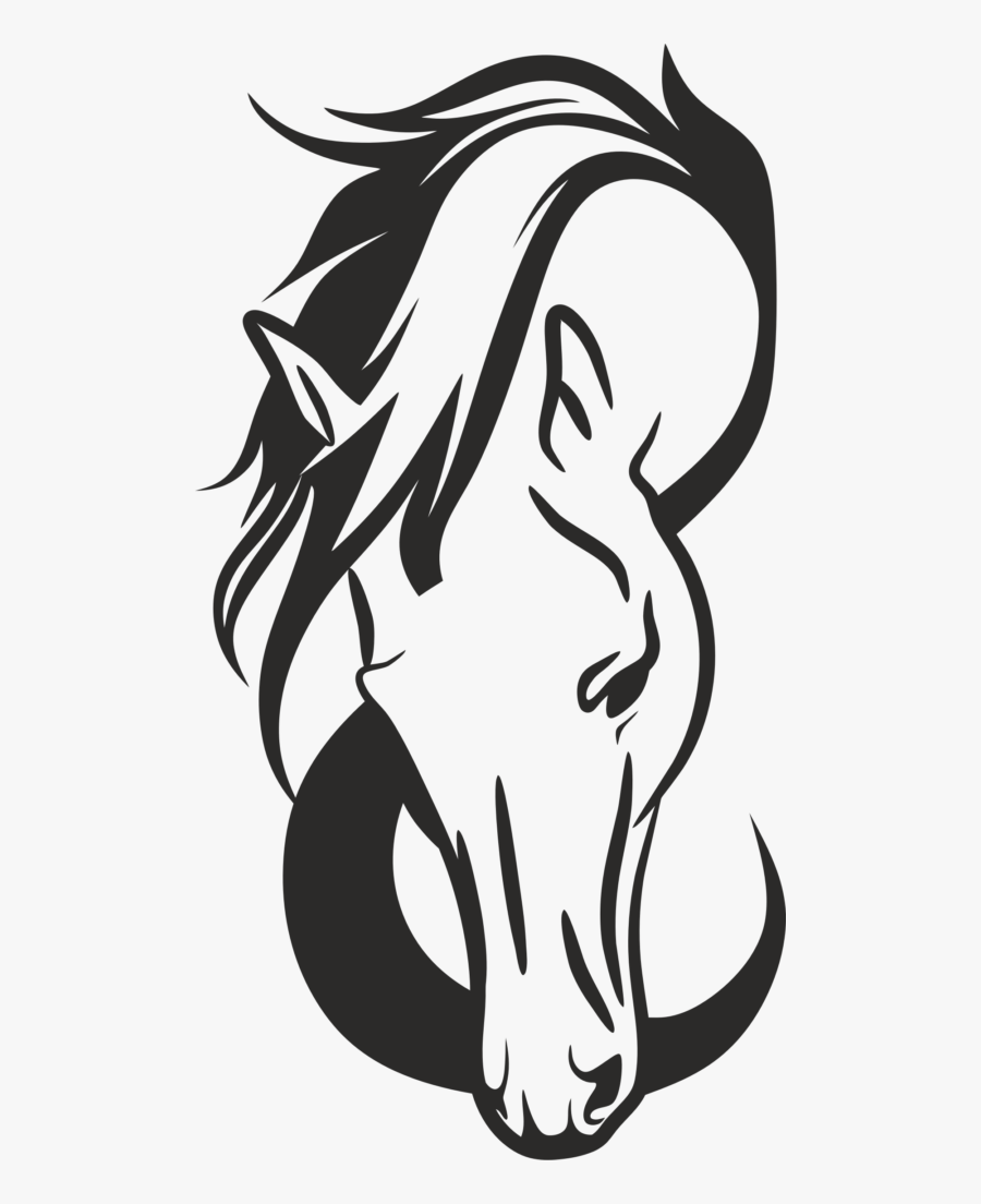 Transparent Quarter Note Clipart - Horse Head Silhouette Outline, Transparent Clipart