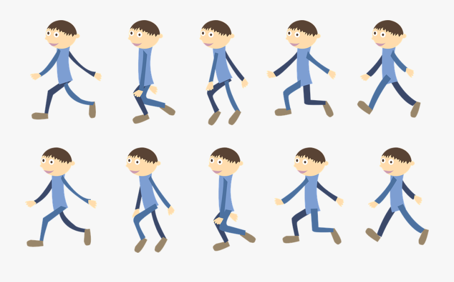Walk Cycle Boy - Realistic Animated Walk Cycle Png, Transparent Clipart