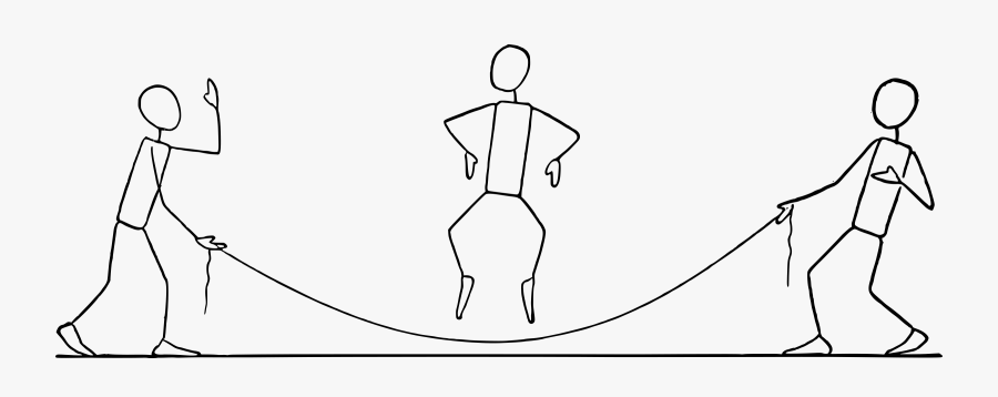 Stick Figures Jumping Rope, Transparent Clipart