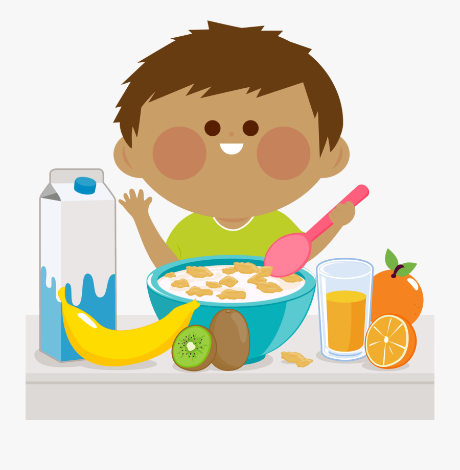 Transparent Girl Eating Breakfast Clipart - Having Breakfast, Transparent Clipart