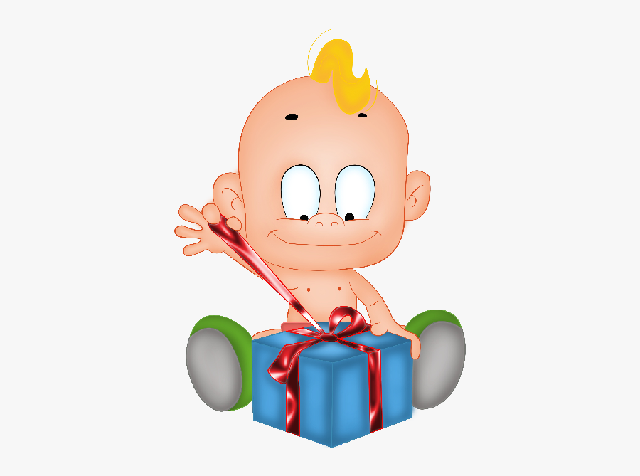Baby Boy Funny Baby Images - Baby With Gift Cartoon, Transparent Clipart