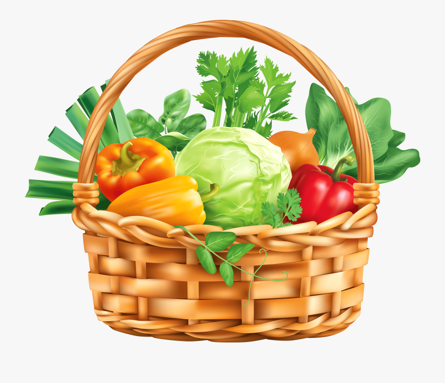 Basket Of Vegetables Clipart - Basket With Vegetables Clipart, Transparent Clipart