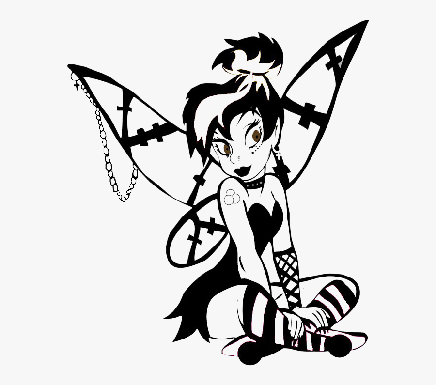 Drawing Tinkerbell Punk Banner - Punk Tinkerbell Coloring Page, Transparent Clipart
