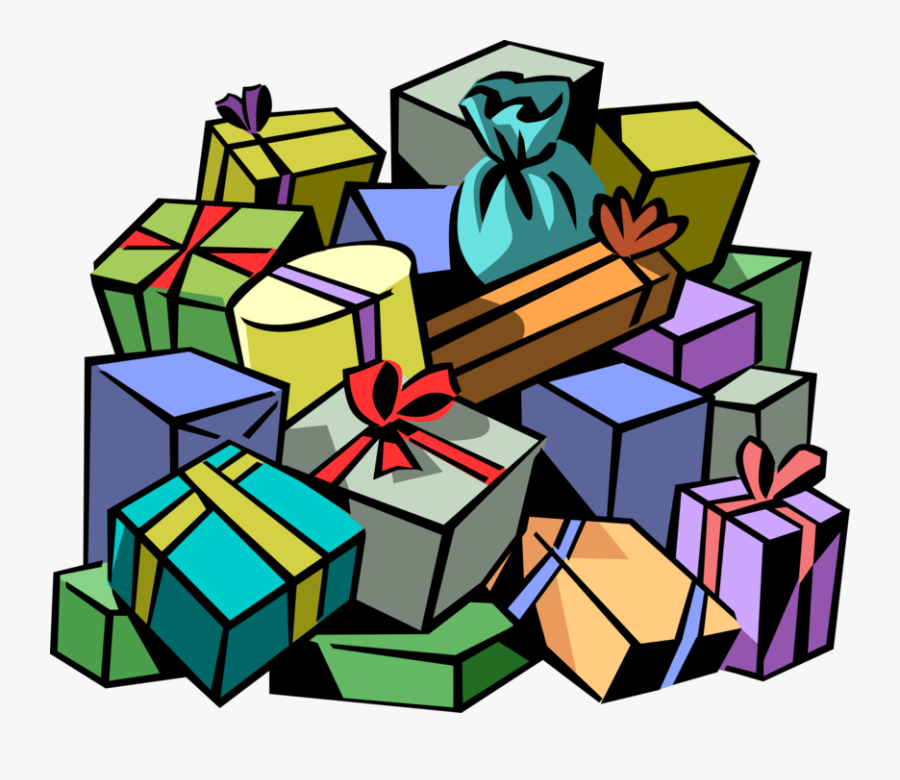 Christmas With Ribbons Vector - Pile Of Presents Clipart, Transparent Clipart