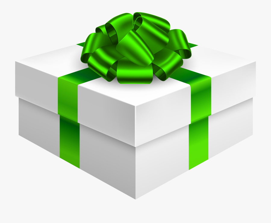 Gift Box With Bow In Green Png Clipart - Green Gift Box Png, Transparent Clipart