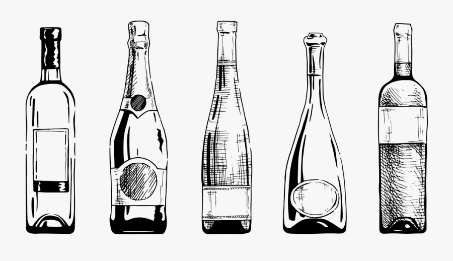 Champagne Bottle Drawings - Wine Bottles Illustration, Transparent Clipart