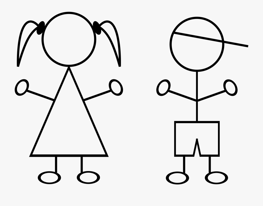 Stick Figure Drawing Child Female Girl - Kids Clip Art, Transparent Clipart