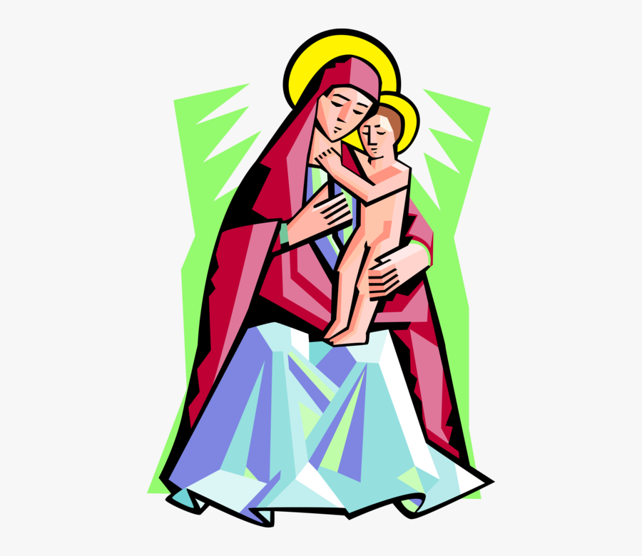 Vector Illustration Of Virgin Mary Mother Of God With - Mary Mother Of Jesus Pik, Transparent Clipart