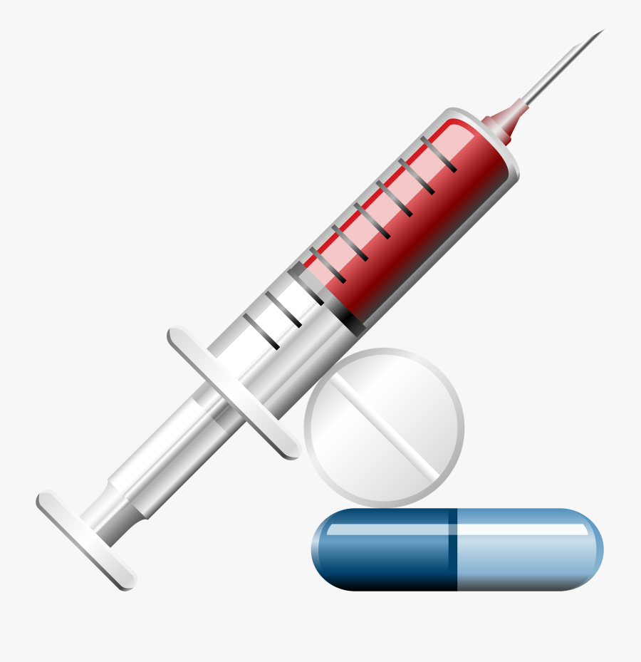 Syringe With Pills Png Clipart - Syringe And Pills, Transparent Clipart