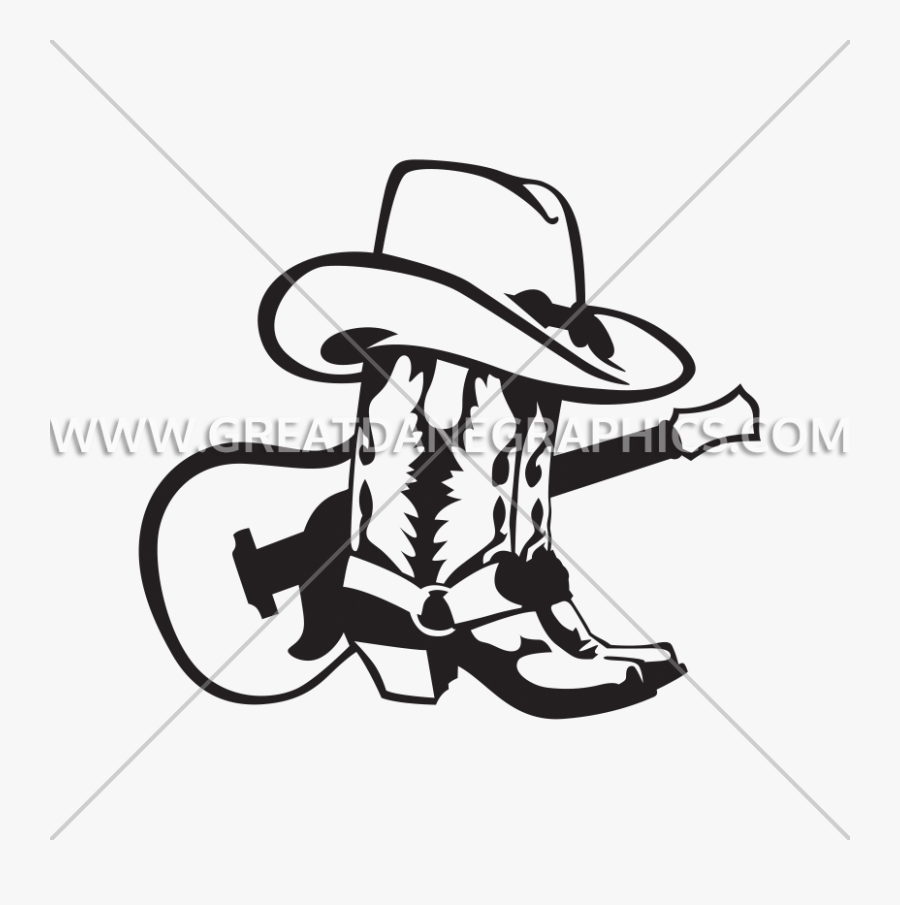 Hats Drawing Cowboy Boot - Boots Cowboy Hat Clipart Black And White, Transparent Clipart