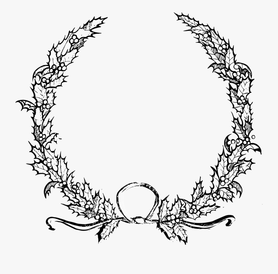 Collection Of Christmas Wreath Cliparts - Christmas Wreath Black And White, Transparent Clipart