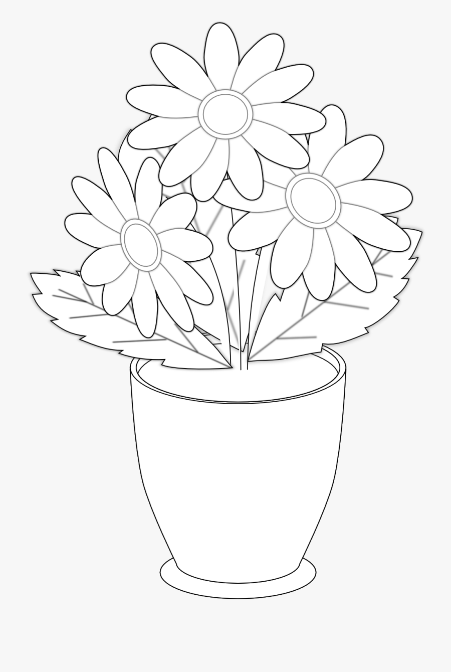 Flowers For Black And White Flower Clipart Daisy - Flower Vase With Flowers Drawing, Transparent Clipart