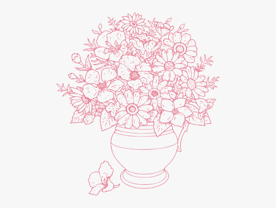 Bouquet Of Flowers Clip Art At Clker - Flower Vase With Flowers Drawing, Transparent Clipart