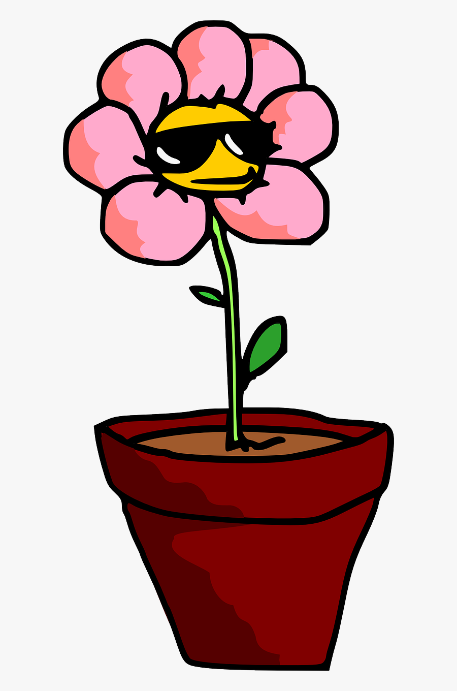 Transparent Flower Pot Clipart - Cartoon Potted Flower Png, Transparent Clipart