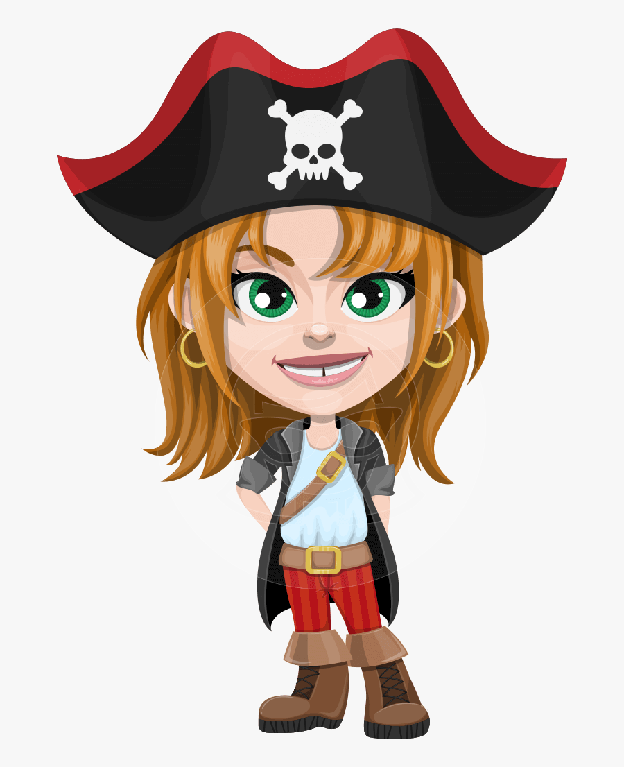 Cute Pirate Girl Cartoon Vector Character Aka Madison - Cute Cartoon Pirate Girl, Transparent Clipart