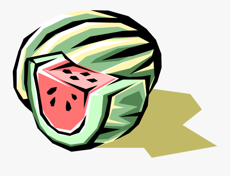 Vector Illustration Of Sliced Watermelon Melon Fruit - Watermelon, Transparent Clipart