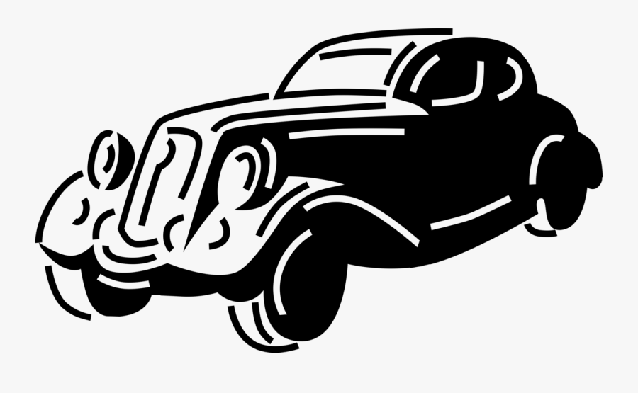 Classic Vector Black And White - Antique Car, Transparent Clipart