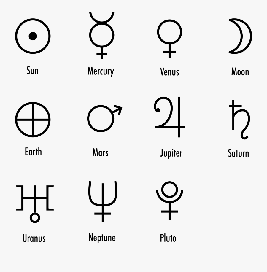 Clip Art Lesson In Bits - Alchemy Symbols For The Planets, Transparent Clipart