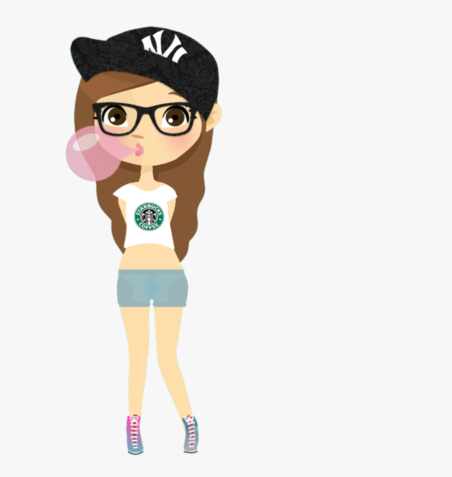 Muñecas Hipster Tumblr - Cartoon Kawaii Hipster Girls, Transparent Clipart