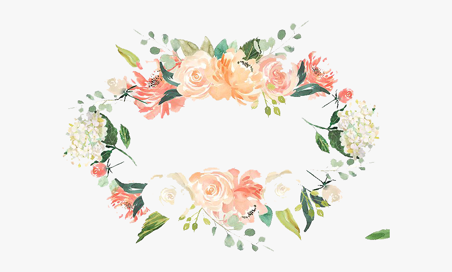 Rose Vector Branch - Watercolor Floral Frame Border, Transparent Clipart