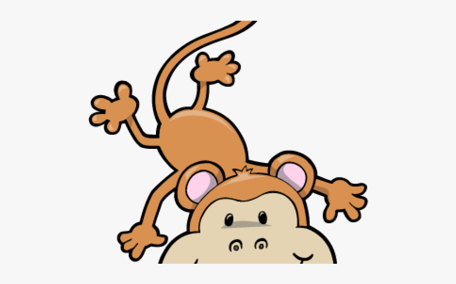 Cartoon Monkey Hanging Upside Down, Transparent Clipart
