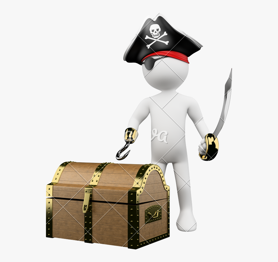 3d Pirate With Treasure - Persona 3d Pirata, Transparent Clipart