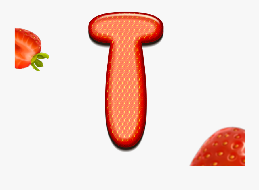 Strawberry Letters T 3d Text - Strawberry, Transparent Clipart