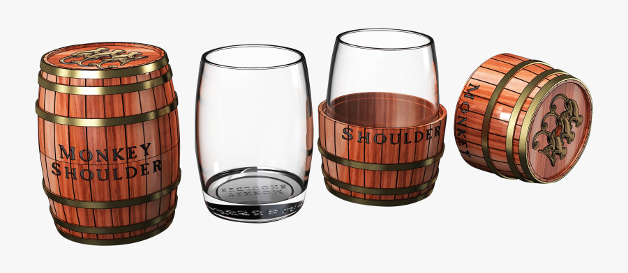 Monkey Shoulder Barrel Glass Concept Whiskey Glasses, - Monkey Shoulder Glas, Transparent Clipart