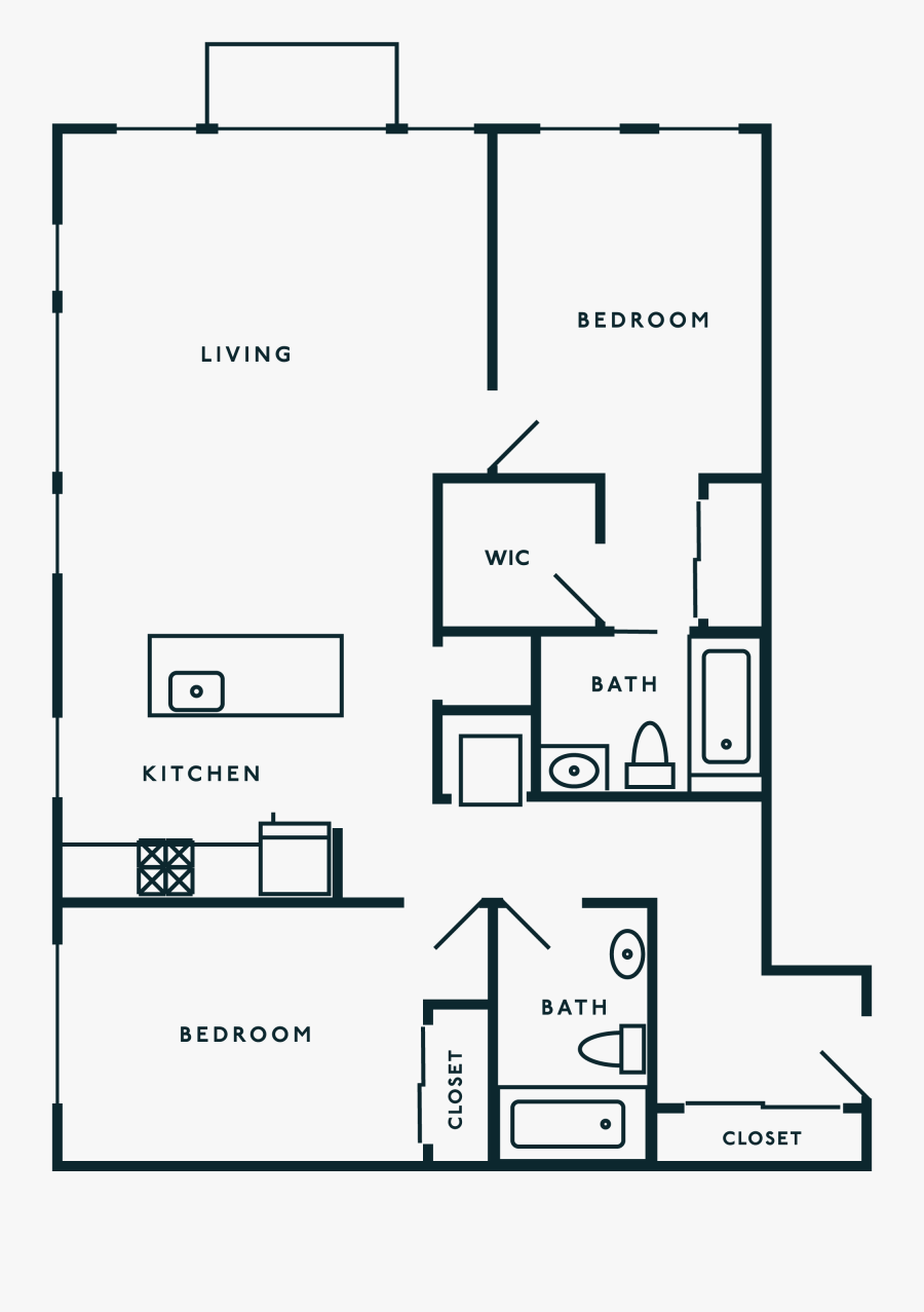 Clip Art New Luxury In One - Seattle Condo Apartment Two Bedroom Plans, Transparent Clipart