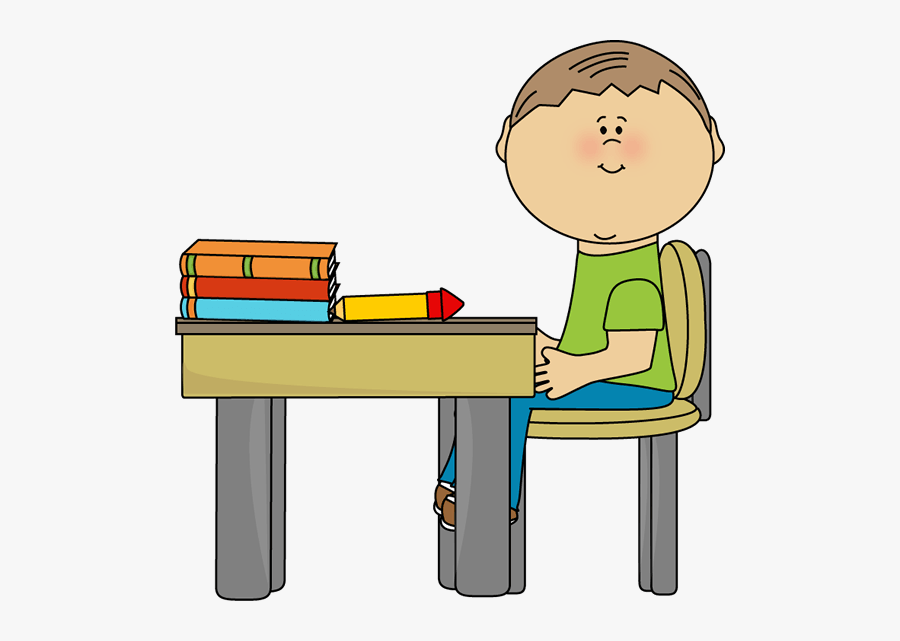 Clean Student Desk Clipart - Boy Sitting At Desk Cartoon , Free ...