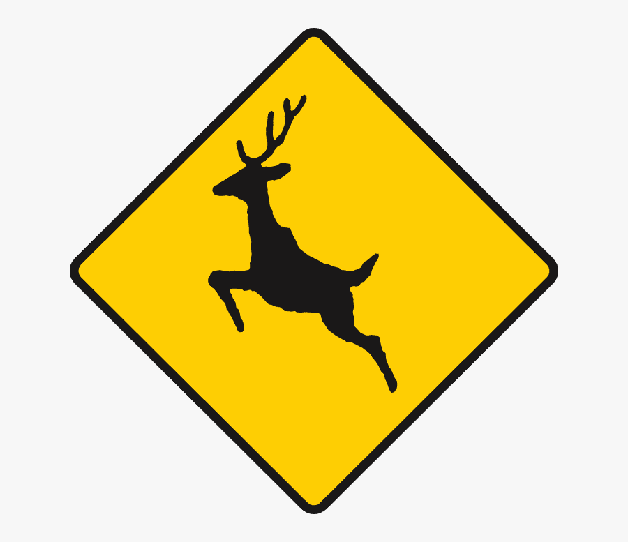 Reindeer Crossing Sign, Transparent Clipart