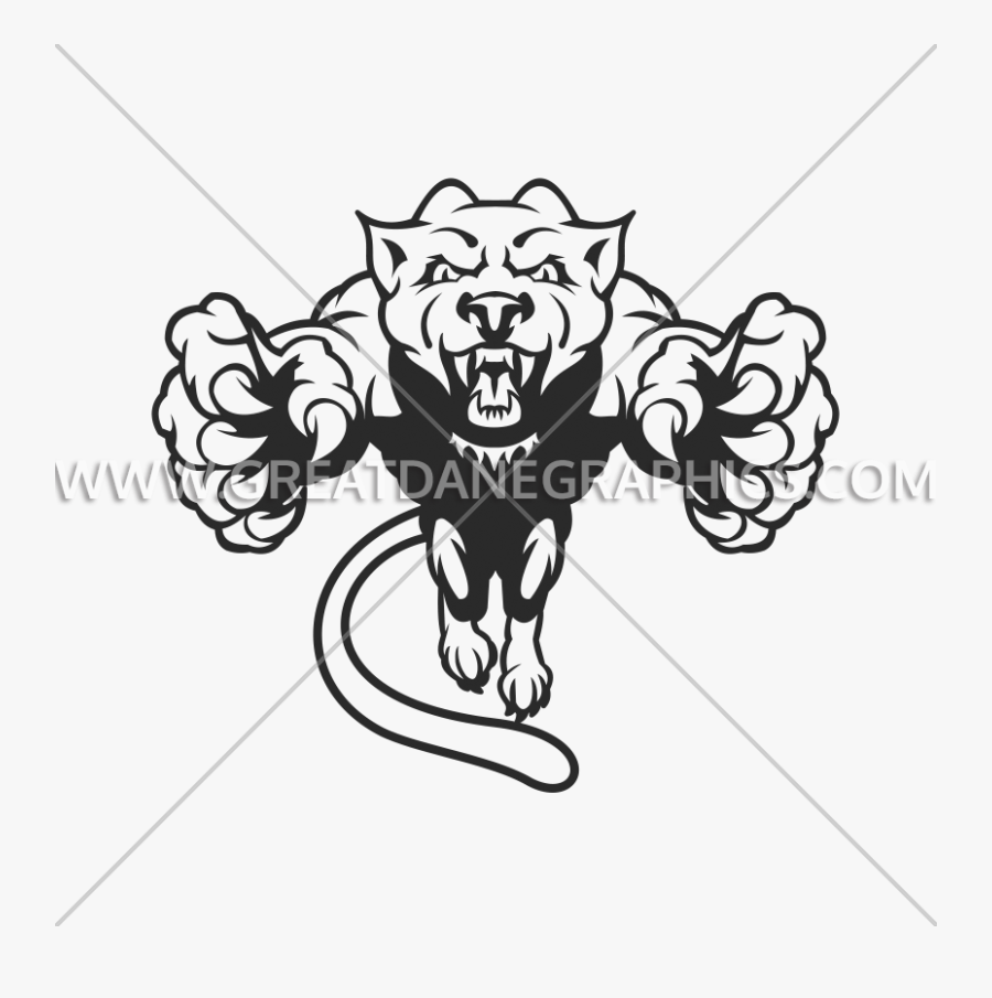 Mascot Drawing Panther - Cartoon Pouncing Panther, Transparent Clipart