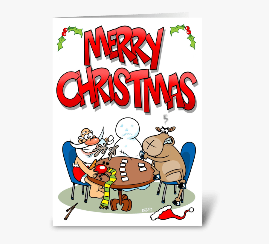 Strip Poker Christmas Greeting Card - Poker Christmas Card, Transparent Clipart