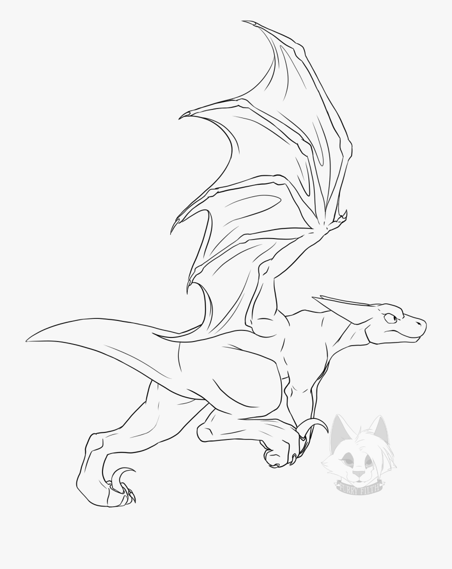 Dragon Base With Wings - Sketch, Transparent Clipart