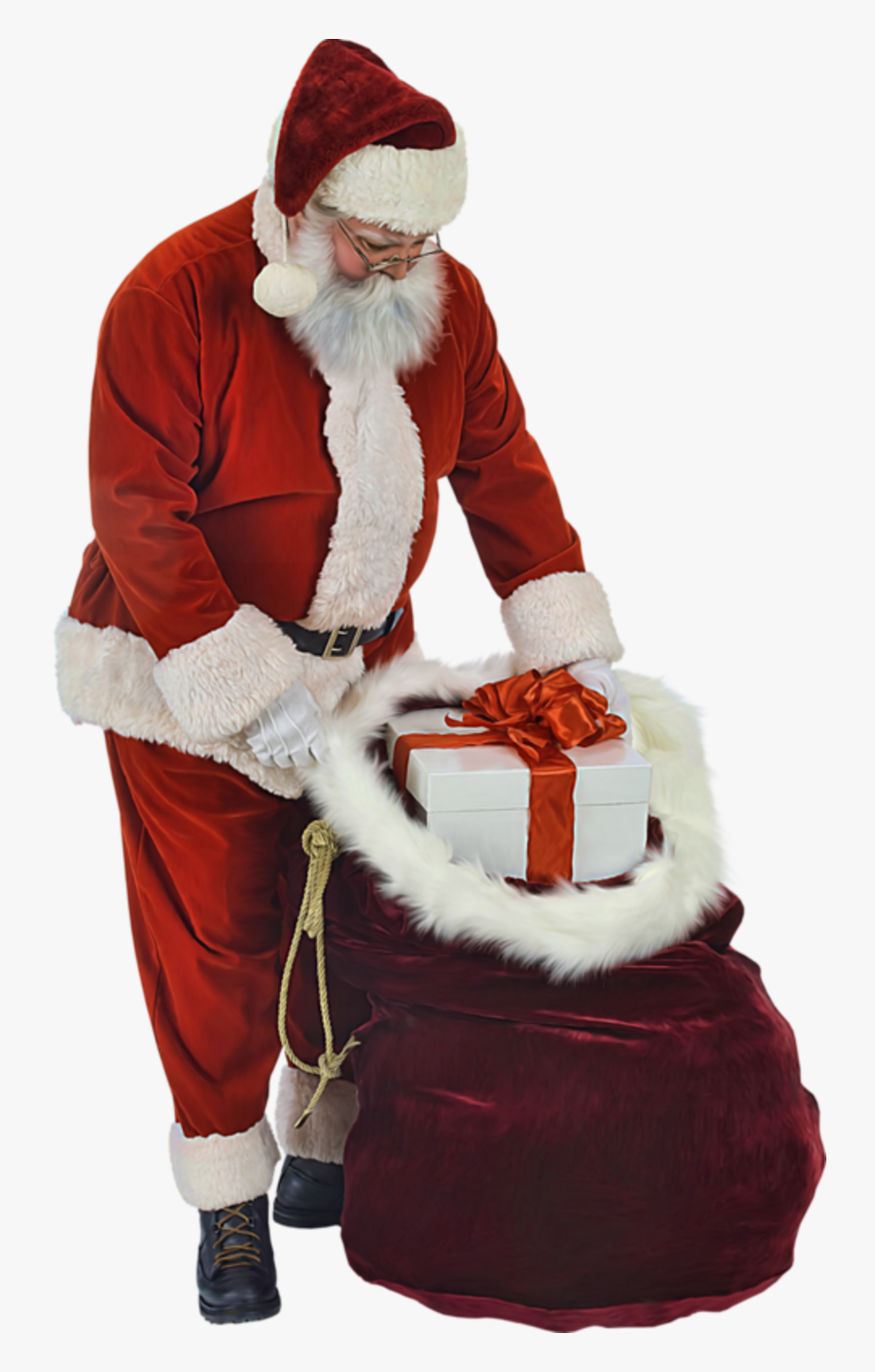 Santa With Sack Of Toys, Transparent Clipart