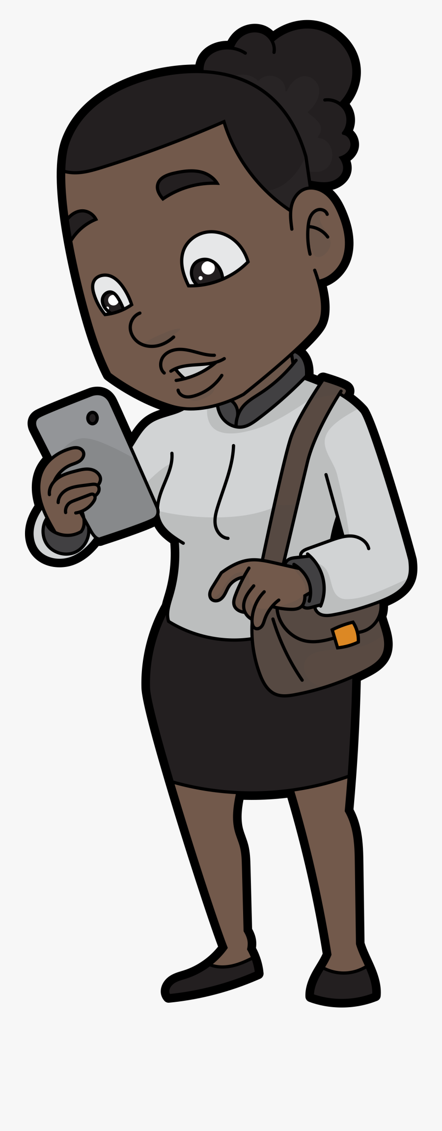 Clip Art File A Checking Her - Cartoon Checking Their Phone, Transparent Clipart