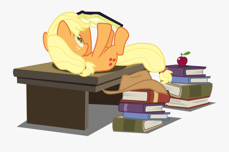 Reading Vector Cute Book - Applejack Reading, Transparent Clipart