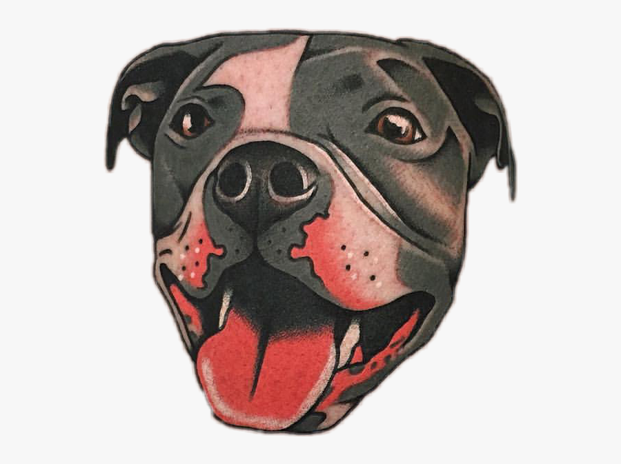 Transparent Pitbull Dog Png - Old School Tattoo Animal, Transparent Clipart